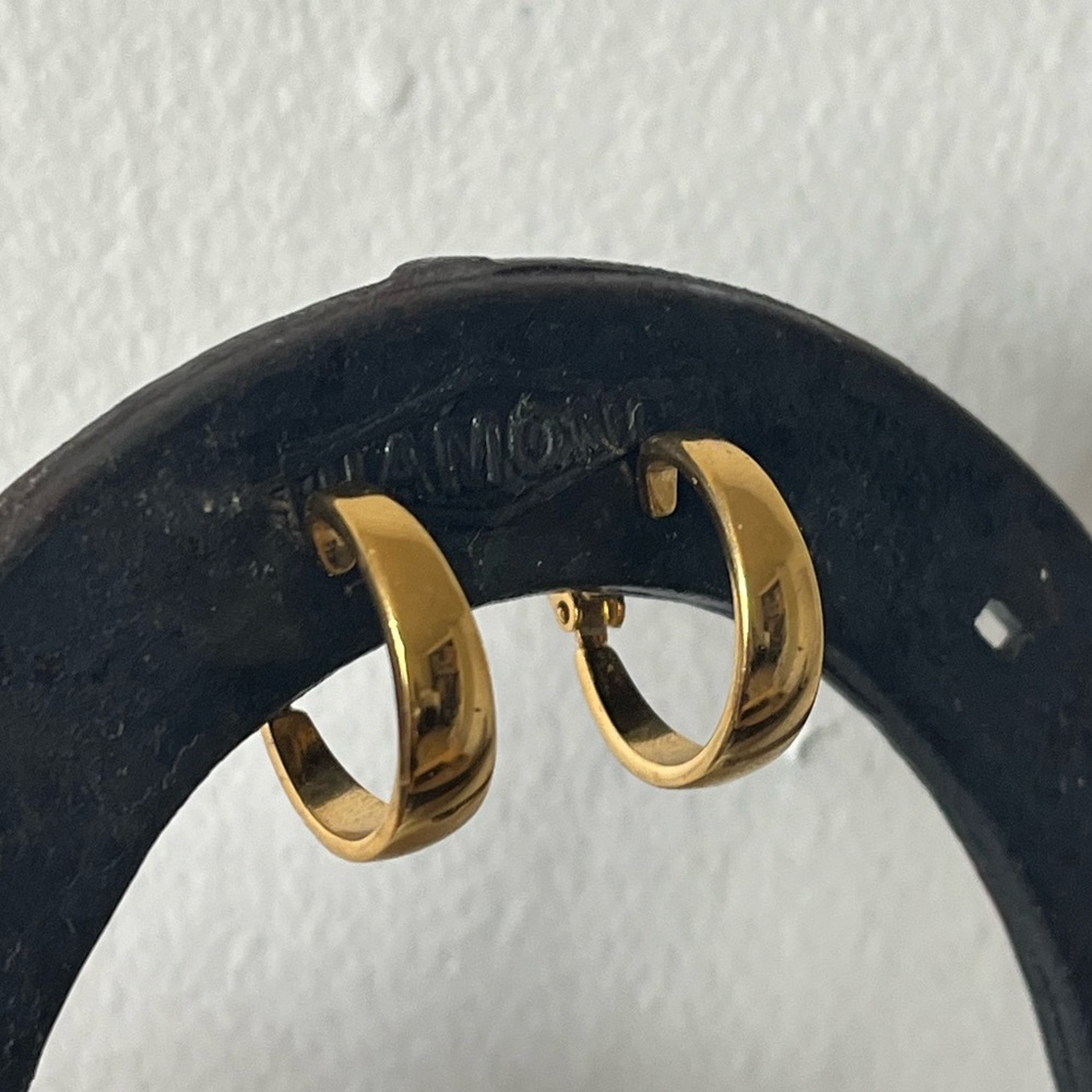 Vintage & Signed Napier Gold-Tone Hoop Earrings | Clip-On